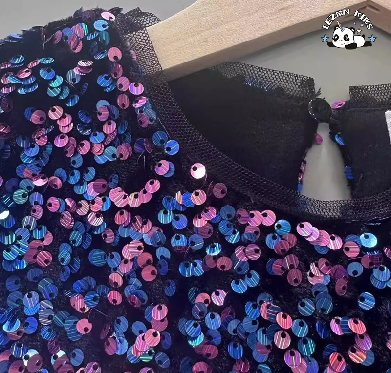 LEZONKIDS - Vestido de Princesa Brilhante com Lantejoulas para Meninas Pequenas, Varejo por Atacado de Verão